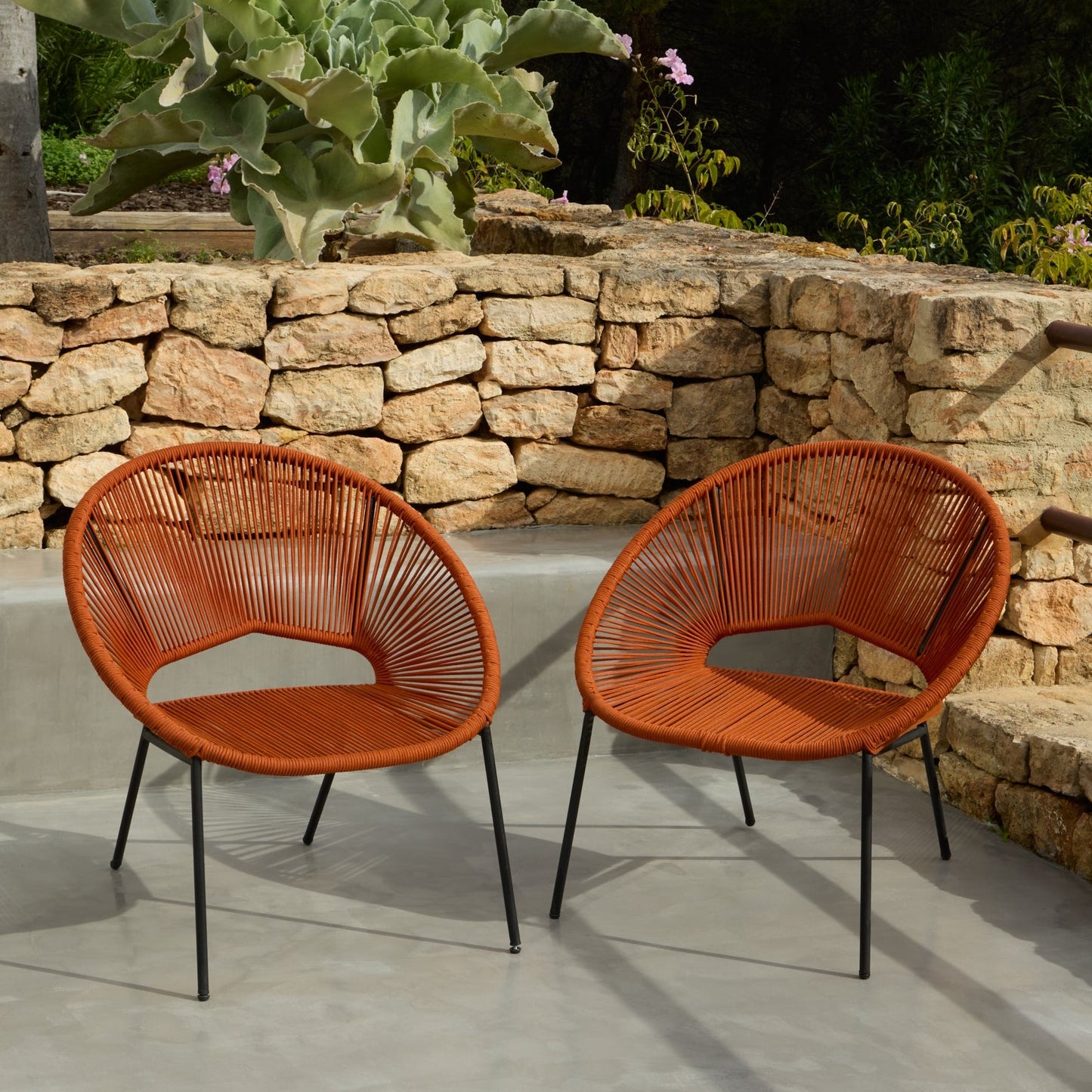 Eli Burnt Orange Rope Chairs - Set of 2