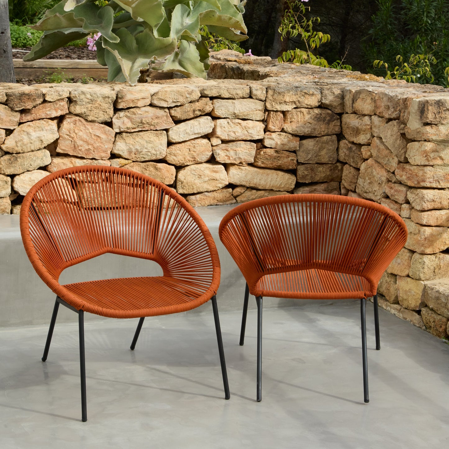 Eli Burnt Orange Rope Chairs - Set of 2