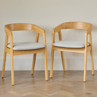compare product Outlet - Ella Fawn Linen Dining Armchairs - Set of 2 - Pale Oak Legs