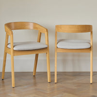Outlet - Ella Fawn Linen Dining Armchairs - Set of 2 - Pale Oak Legs