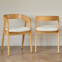 Outlet - Ella Boucle Dining Armchairs - Set of 2 - Pale Oak Legs
