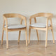 Outlet - Ella Fawn Linen Dining Armchairs - Set of 2 - Whitewash Oak Legs
