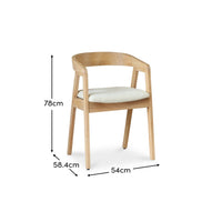 Outlet - Ella Boucle Dining Armchairs - Set of 2 - Whitewash Oak Legs