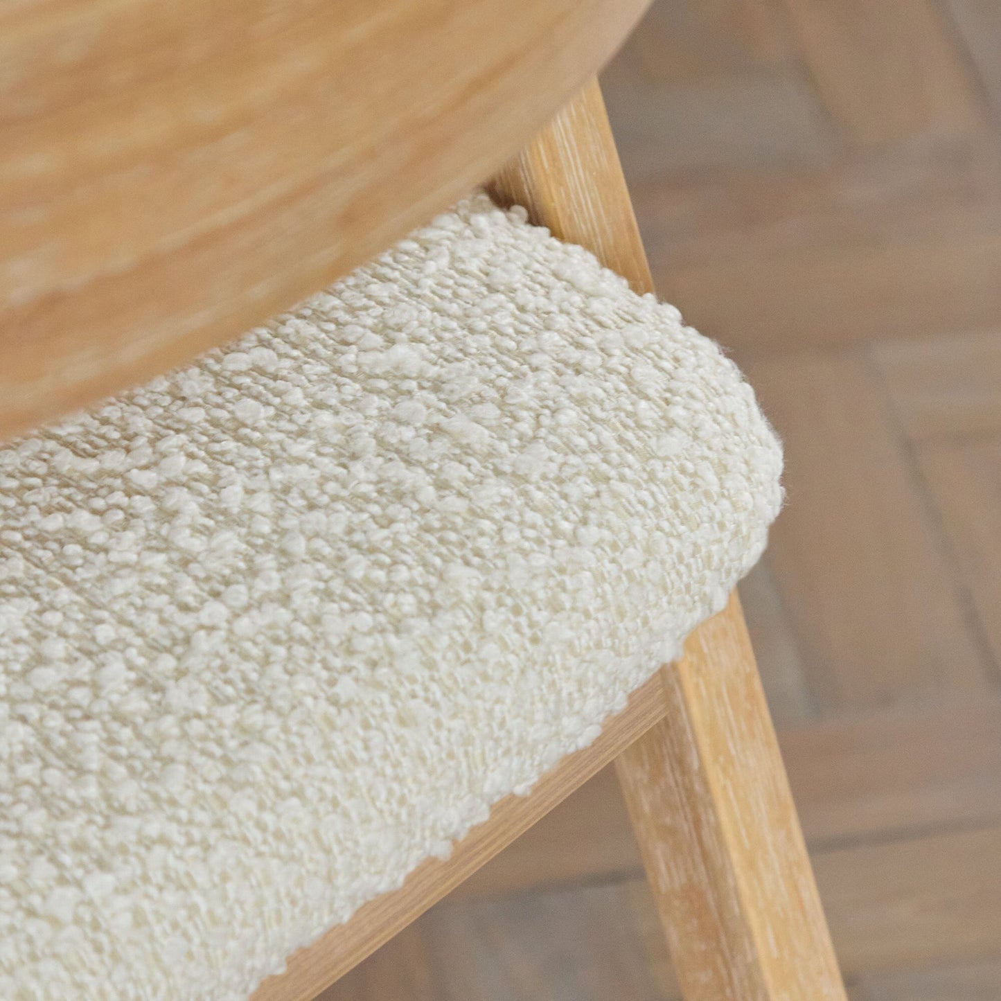 Outlet - Ella Boucle Dining Armchairs - Set of 2 - Whitewash Oak Legs