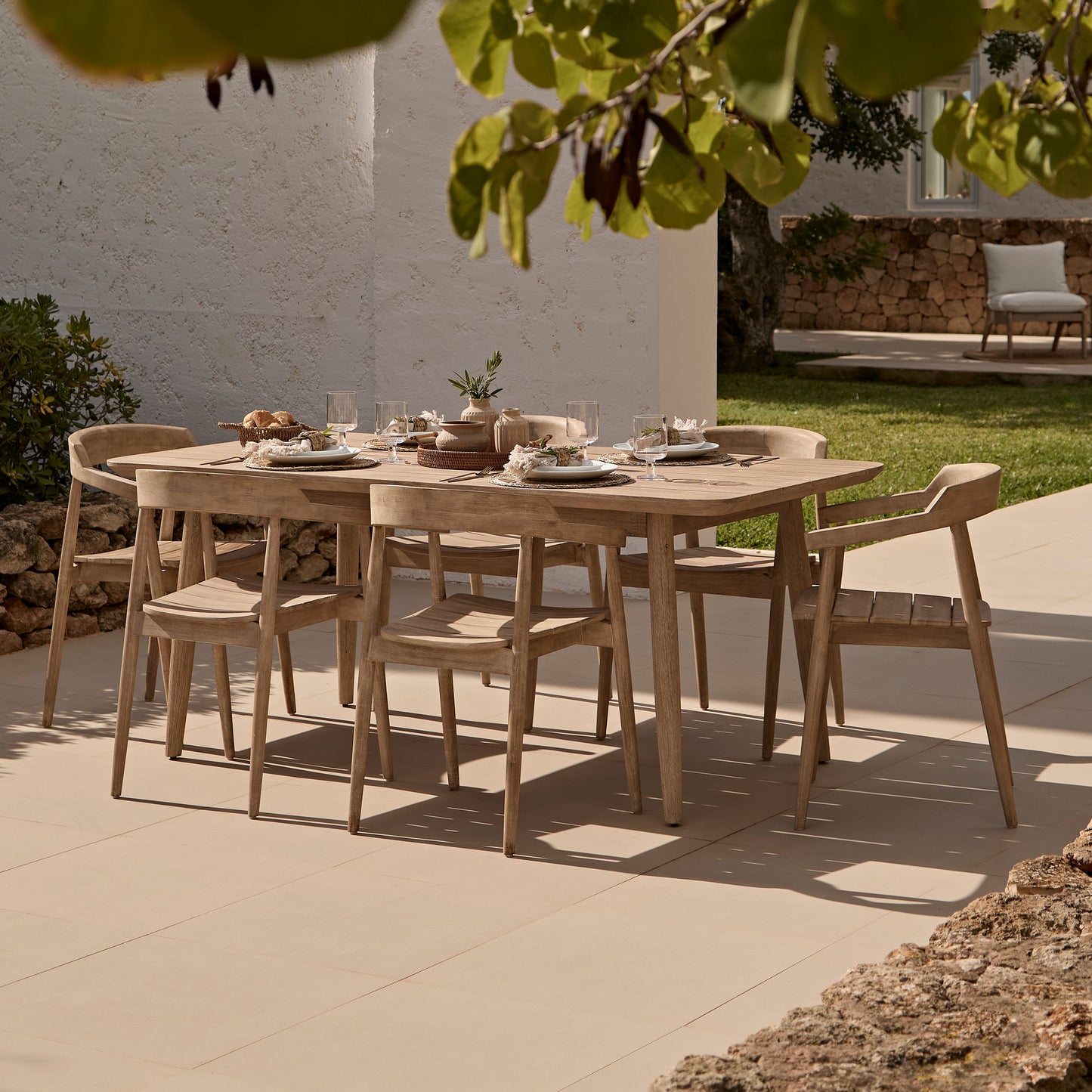 Elowen 6 Seater Wooden Garden Dining Set with Elowen Chairs