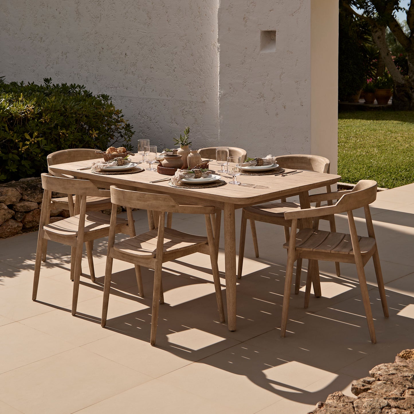 Elowen 6 Seater Wooden Garden Dining Set with Elowen Chairs