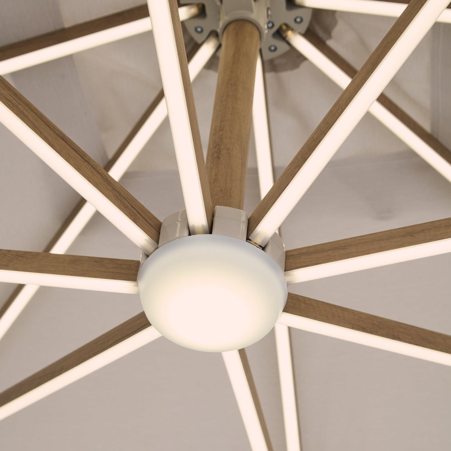 Emporio Ivory LED Parasol with Base - 3m Cantilever