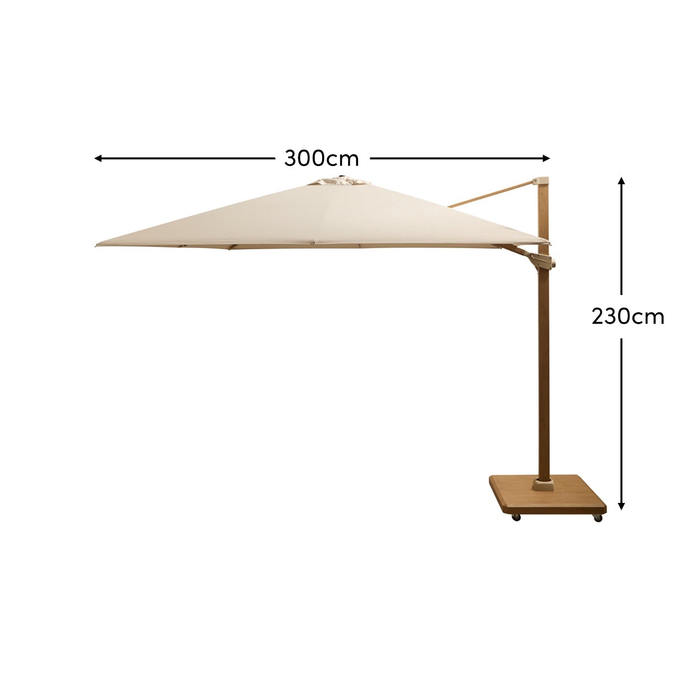 Emporio Ivory LED Parasol with Base - 3m Cantilever