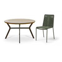 Ezra 4 Seater Round Wooden Garden Set with Ryder Khaki Chairs