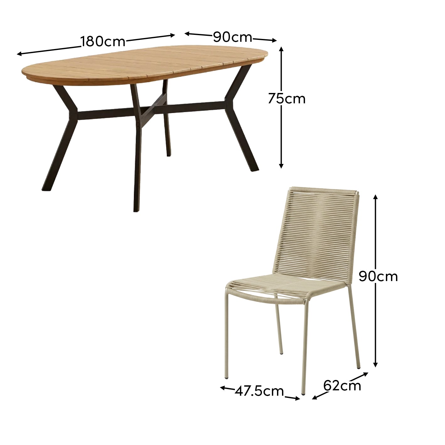 Ezra 6 Seater Oval Wooden Garden Dining Set with Ryder Clay Chairs