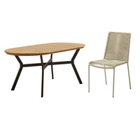 Ezra 6 Seater Oval Wooden Garden Dining Set with Ryder Clay Chairs