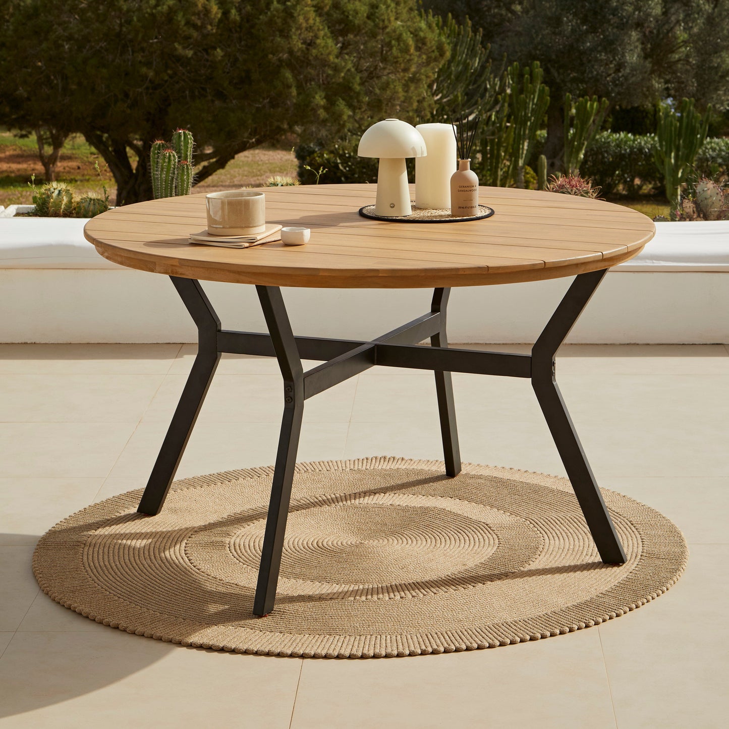 Ezra 4 Seater Round Wooden Garden Set with Ryder Clay Chairs