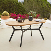 Ezra 6 Seater Oval Wooden Garden Dining Set with Ryder Burnt Orange Chairs