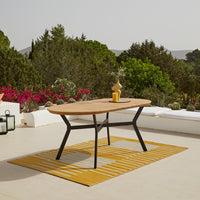 Ezra 6 Seater Oval Wooden Garden Dining Set with Ryder Teal Chairs
