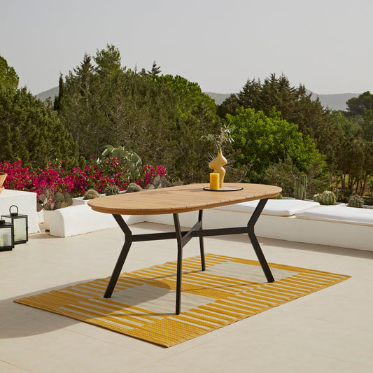 Ezra 6 Seater Oval Wooden Garden Dining Set with Ryder Khaki Chairs