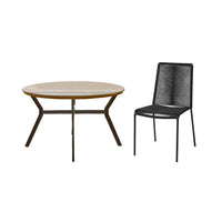 Ezra 4 Seater Round Wooden Garden Set with Ryder Black Chairs