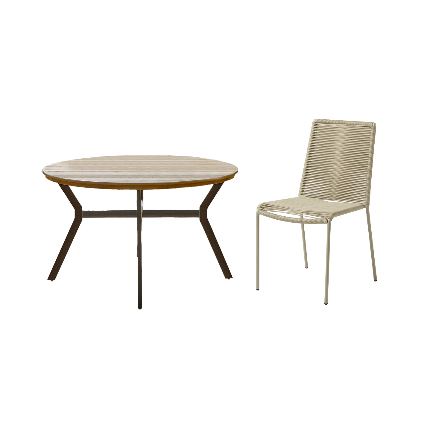Ezra 4 Seater Round Wooden Garden Set with Ryder Clay Chairs
