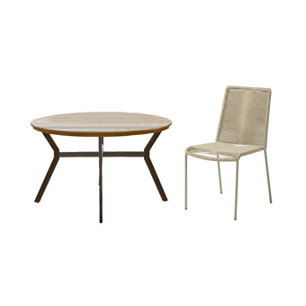 compare product Ezra 4 Seater Round Wooden Garden Set with Ryder Clay Chairs
