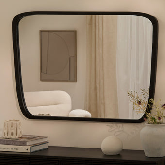 compare product Outlet - Farleigh Large Black Wooden Mirror