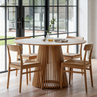 compare product Willow Pale Oak Dining Table Set - 4 Seater - Faye Pale Oak Dining Chairs