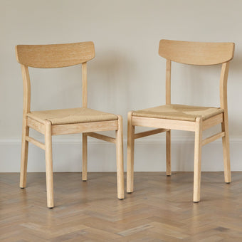 compare product Outlet - Faye Whitewash Oak Dining Chairs - Set of 2
