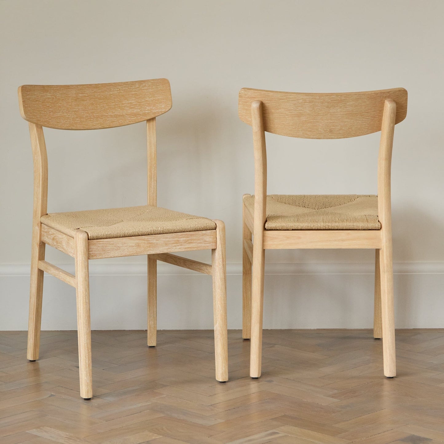 Outlet - Faye Whitewash Oak Dining Chairs - Set of 2