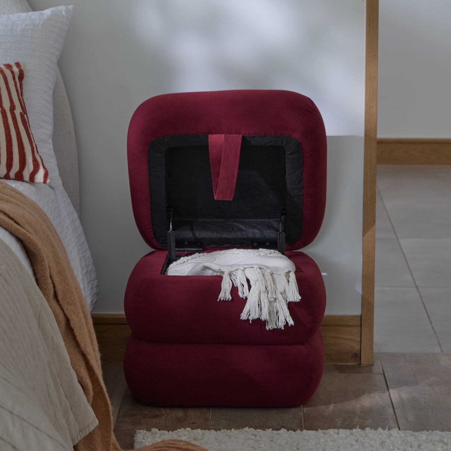 Outlet - Fleur Ottoman Footstool - Burgundy Red