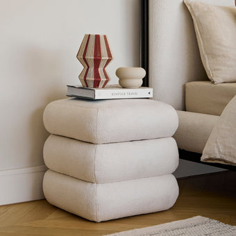 compare product Outlet - Fleur Ottoman Footstool - Chalk White Boucle