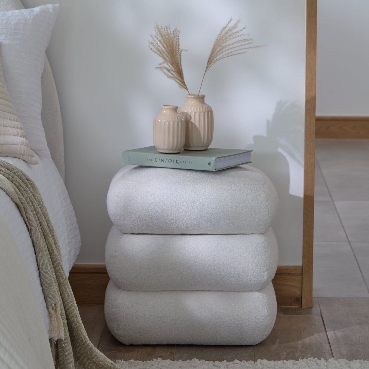 Outlet - Fleur Ottoman Footstool - Chalk White Boucle