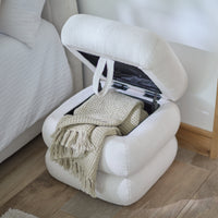 Outlet - Fleur Ottoman Footstool - Chalk White Boucle