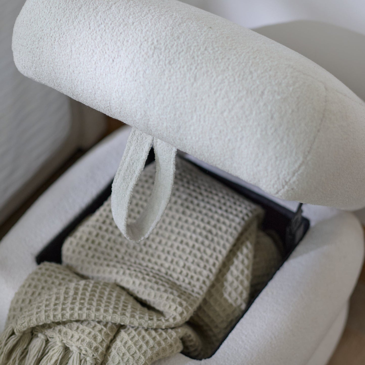 Outlet - Fleur Ottoman Footstool - Chalk White Boucle