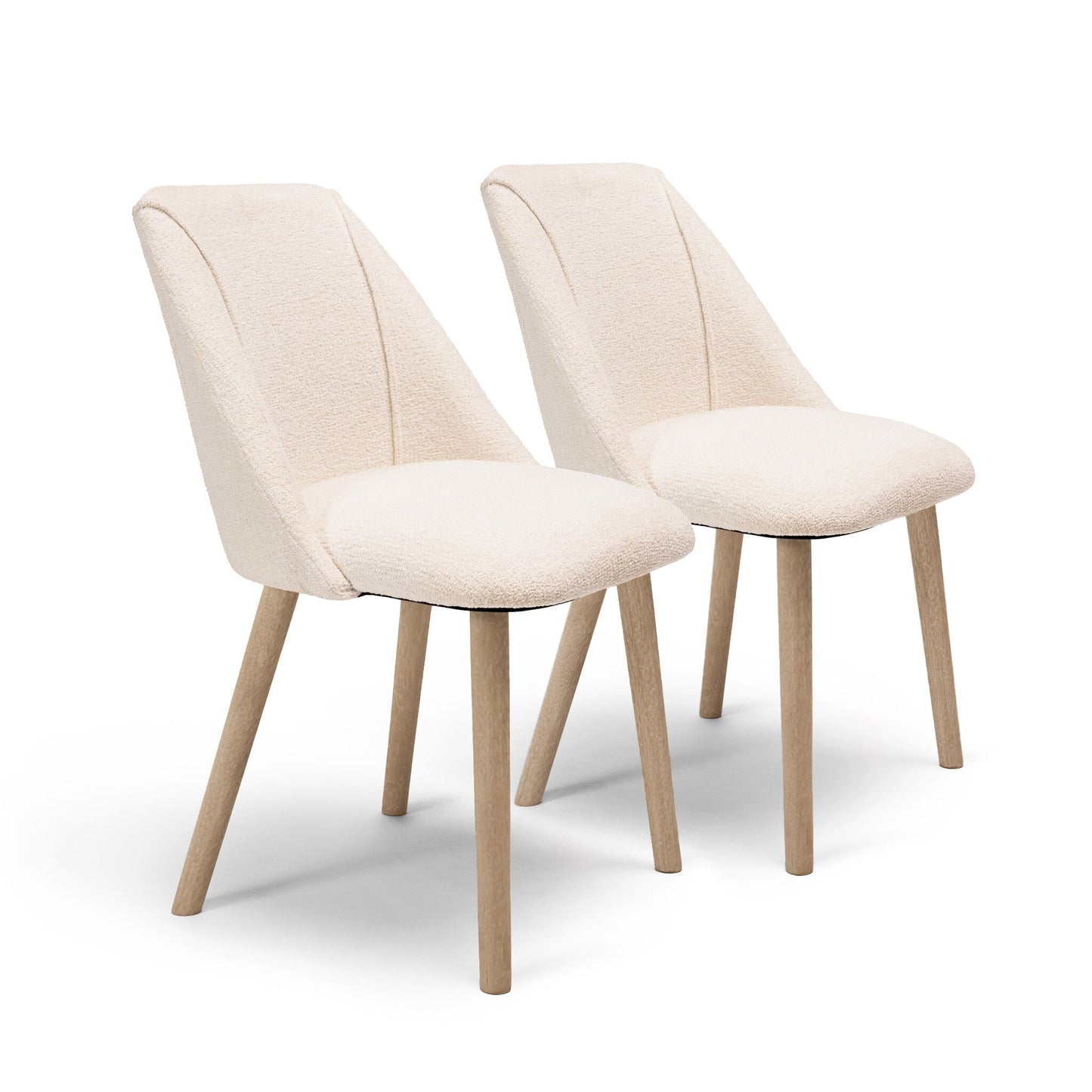 Freya Boucle Dining Chairs - Set of 2 - Chalked Mangowood Legs