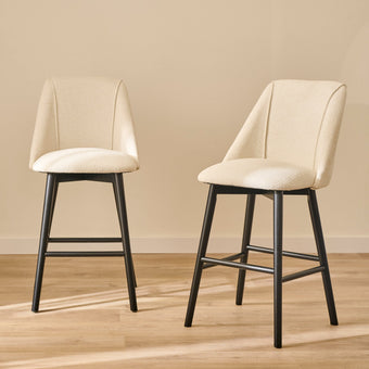 compare product Freya Light Beige Boucle Bar Stool -  Black Legs