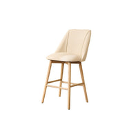 Freya Light Beige Boucle Bar Stool - Whitewash Legs