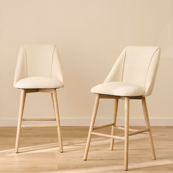 compare product Freya Light Beige Boucle Bar Stool - Whitewash Legs