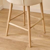 Freya Light Beige Boucle Bar Stool - Whitewash Legs