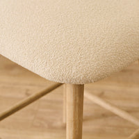 Freya Light Beige Boucle Bar Stool - Whitewash Legs