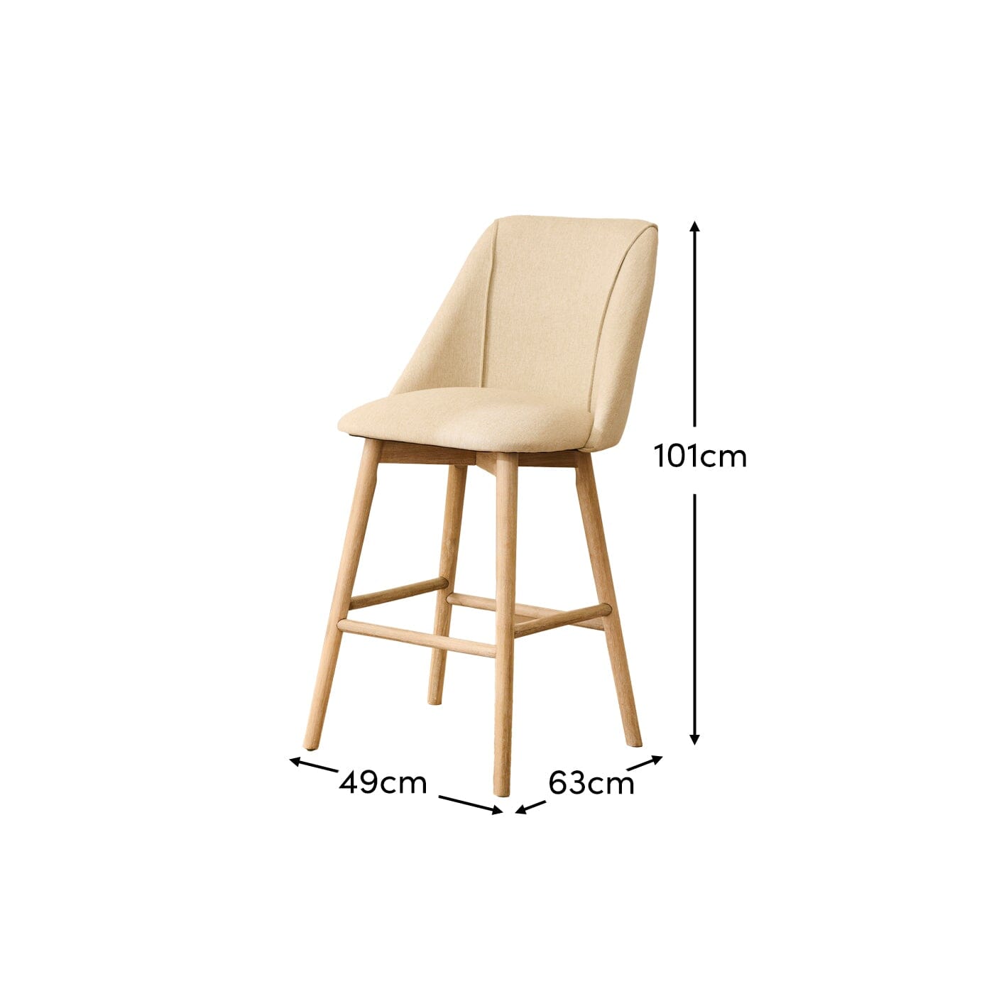 Freya Sand Bar Stool - Whitewash Legs