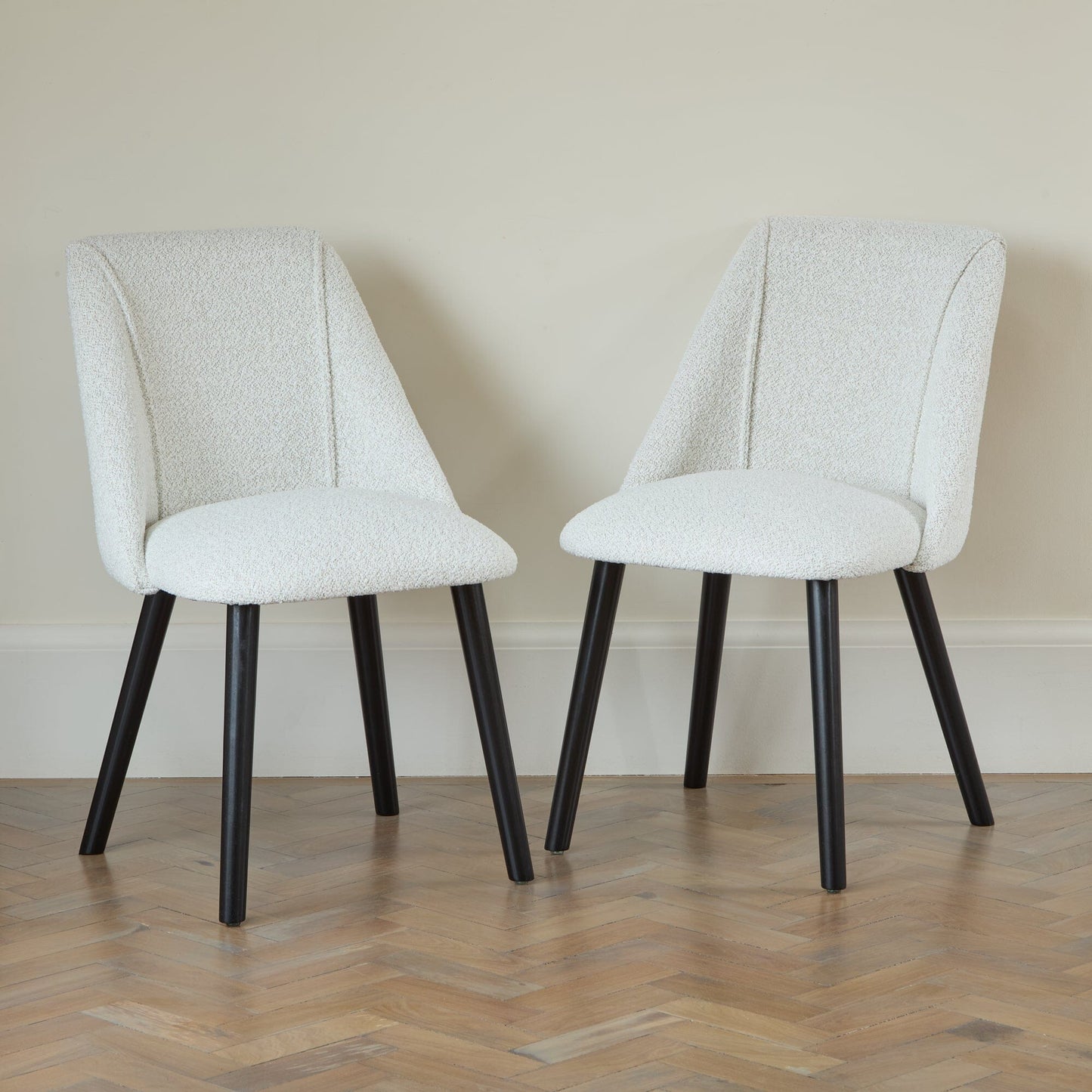 Outlet - Freya Oat Boucle Dining Chairs - Set of 2 - Black Oak Legs
