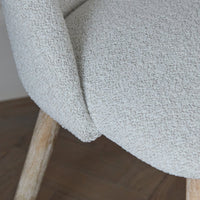Marlon Whitewash Oak Oval Dining Table Set - 4 Seater - Freya Oat Boucle Dining Chairs - Whitewash Oak Legs