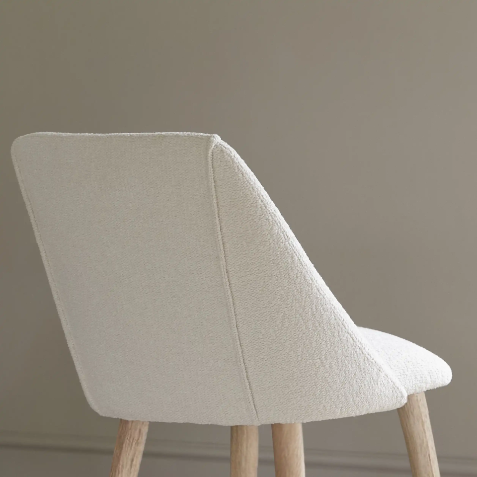 Freya Boucle Dining Chairs - Set of 2 - Chalked Mangowood Legs