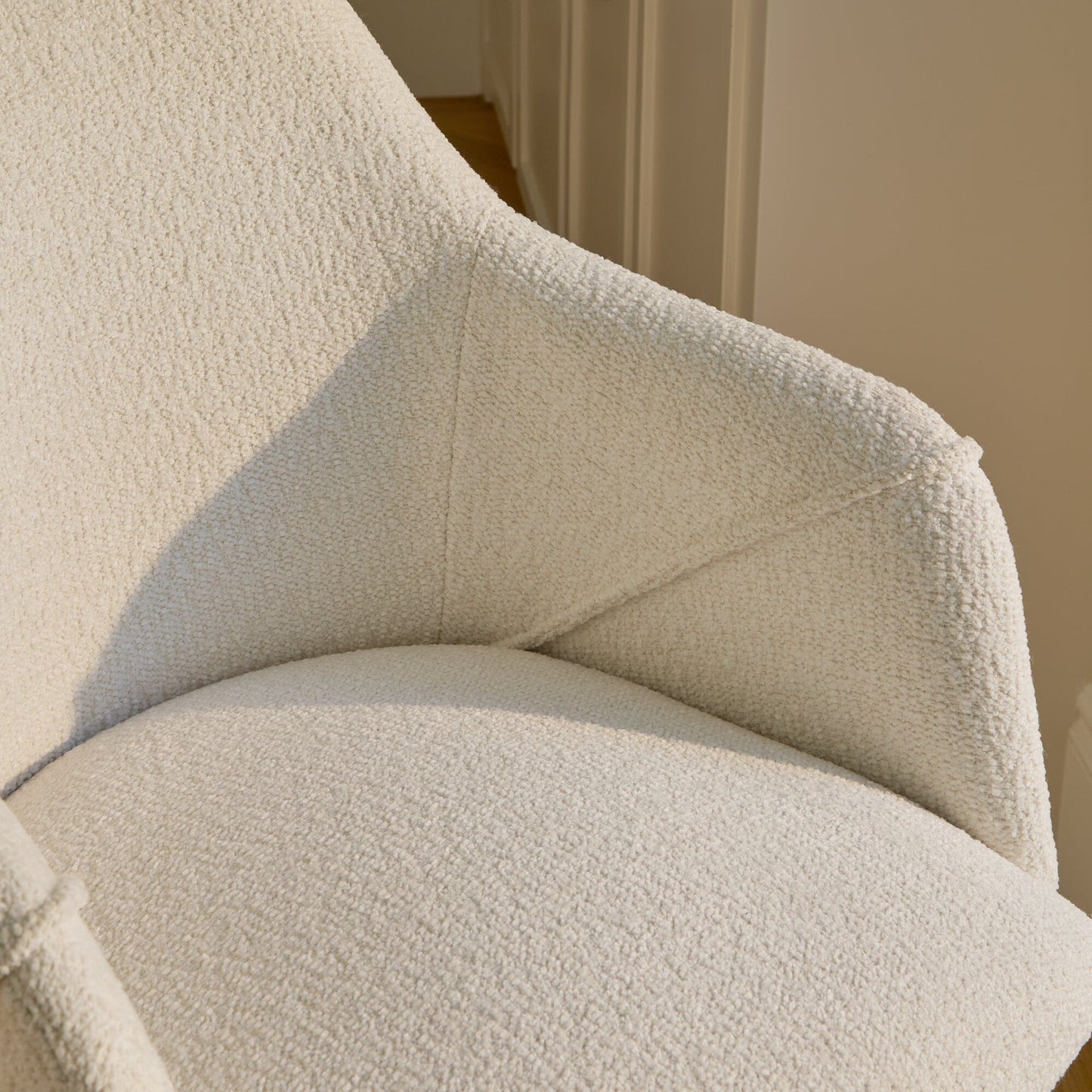 Outlet - Freya Office Swivel Chair - Light Beige Boucle