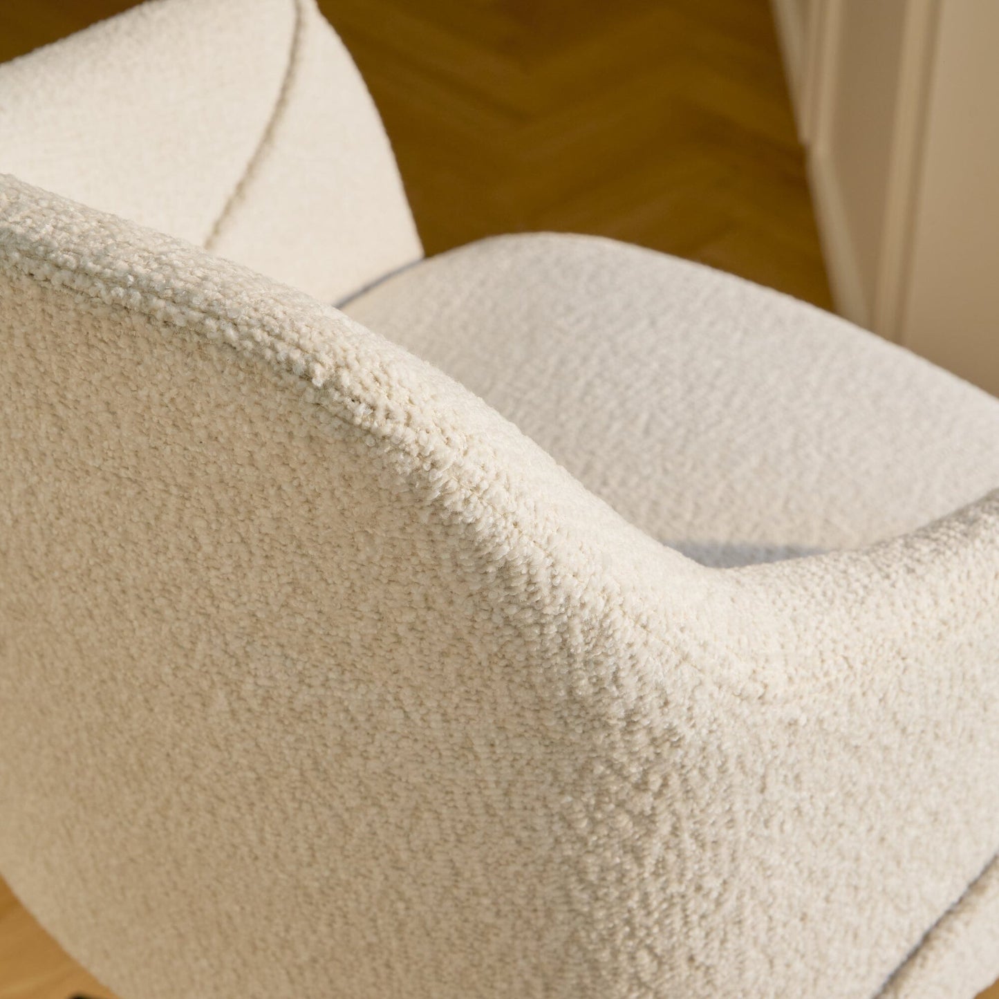 Outlet - Freya Office Swivel Chair - Light Beige Boucle