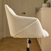 Outlet - Freya Office Swivel Chair - Light Beige Boucle