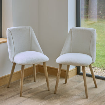 compare product Freya Oat Boucle Dining Chairs - Set of 2 - Chalked Mangowood Legs