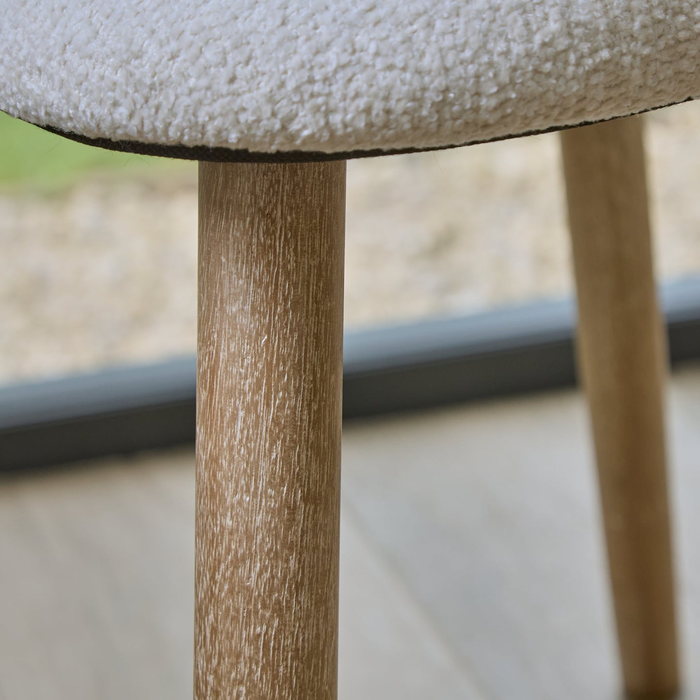 Freya Oat Boucle Dining Chairs - Set of 2 - Chalked Mangowood Legs