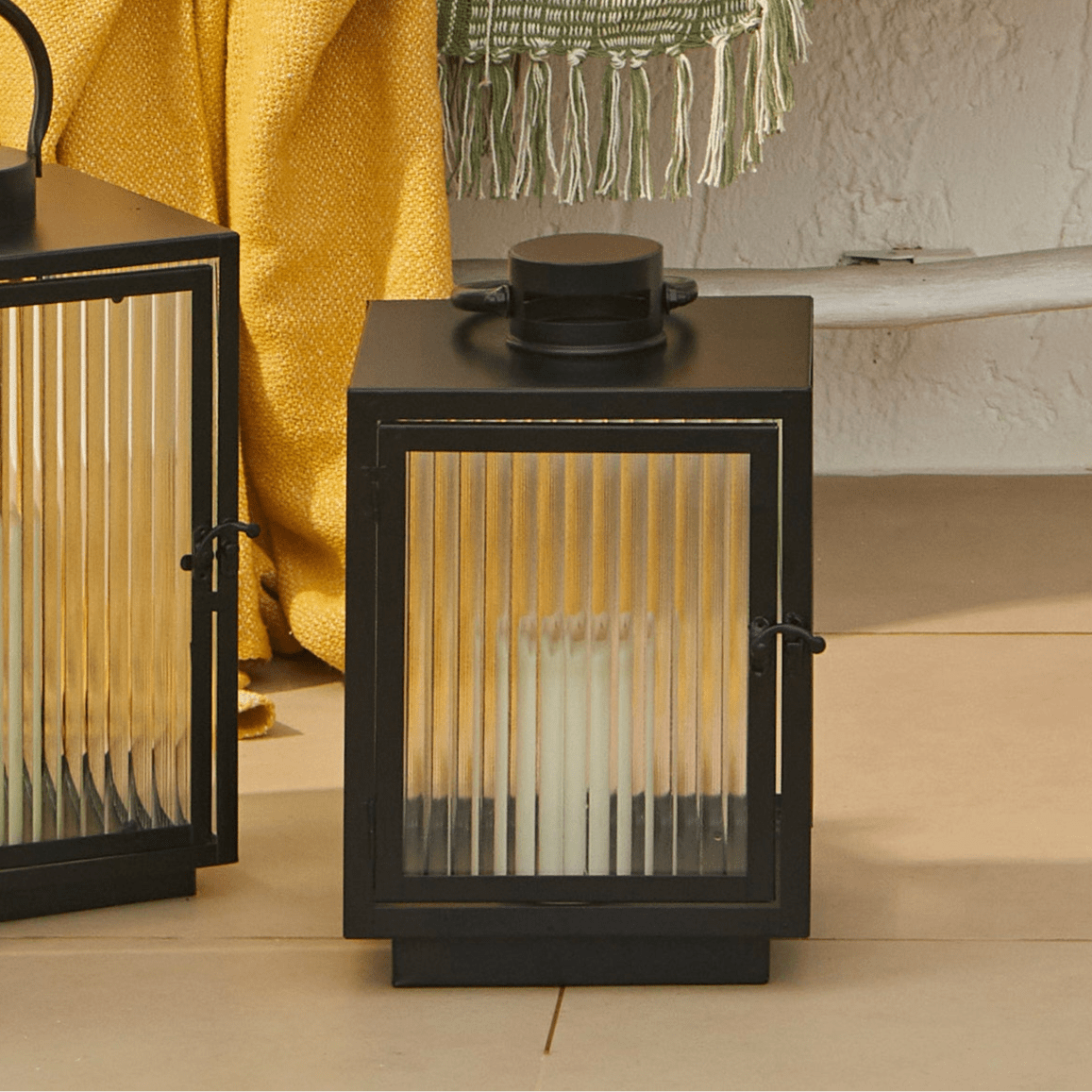 Outlet - Revesby 30cm Lantern - Black Metal