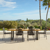 Hali 6 Seater Wooden Garden Dining Set with Ryder Black Chairs - 175cm