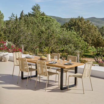 compare product Hali 6 Seater Wooden Garden Dining Set with Ryder Clay Chairs - 175cm