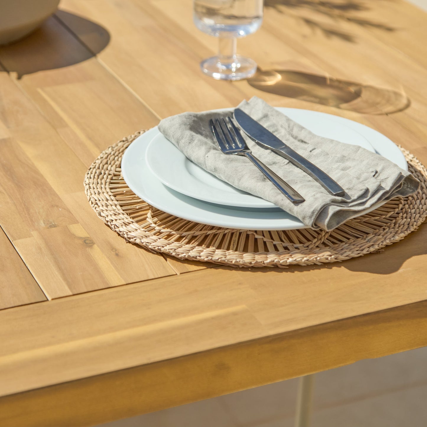 Hali 6 Seater Wooden Garden Dining Set with Ryder Clay Chairs - 175cm